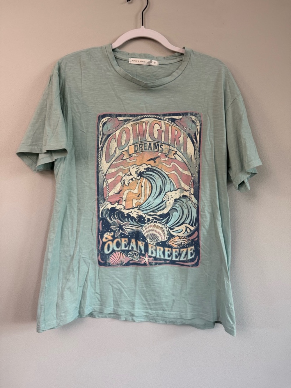 Altar'd State Soft Mint Crewneck Tee - Light Sea Green